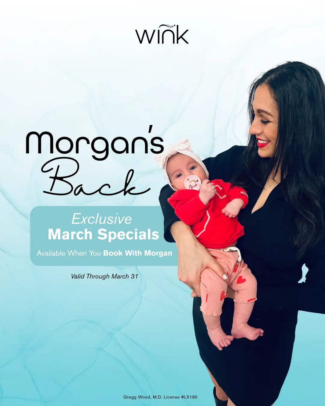 Exclusive March Specials Available when you Book with Morgan. Valid through March 31