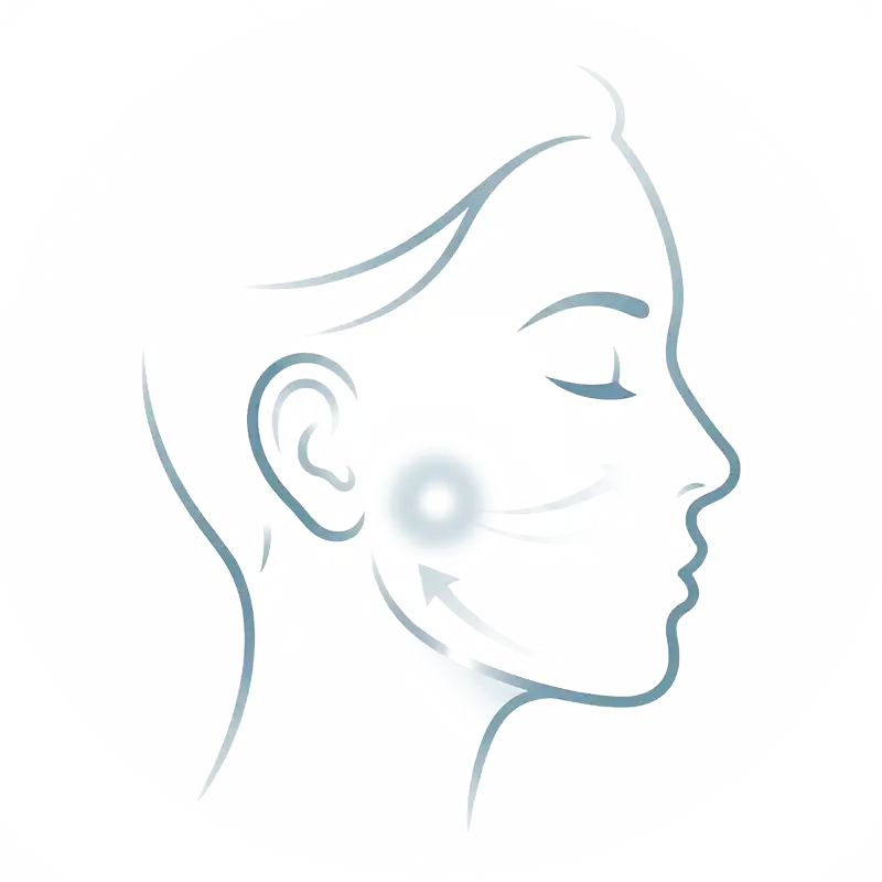Below the cheekbone treatment area illustration
